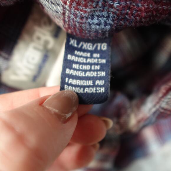 Wrangler Shirt Mens Extra Large Flannel Pearl Snap Western Plaid Cowboy Rodeo - Picture 3 of 9